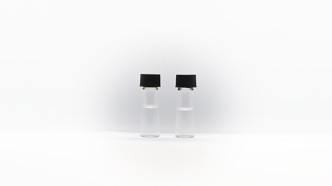 Two clear vials, visible spectrum